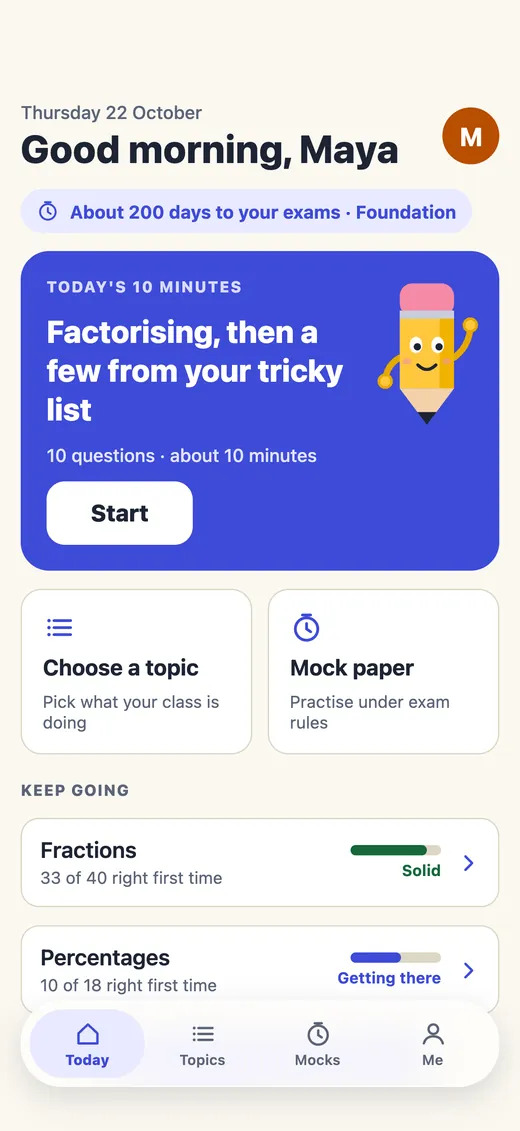 Today in Show Working: a ten minute GCSE maths set picked for you